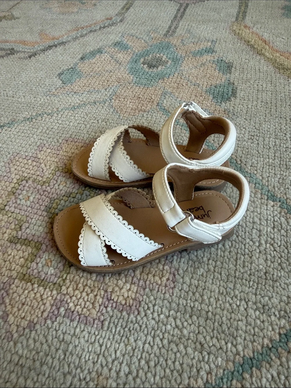 jumping beans White Scalloped Cross-Strap Toddler Sandals 7